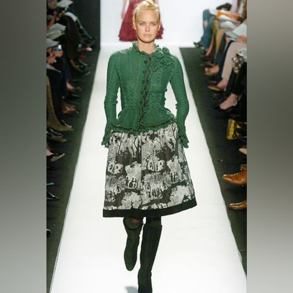 $2,200 NEW OSCAR DE LA RENTA ICONIC LANDSCAPE RUNWAY SKIRT US 8